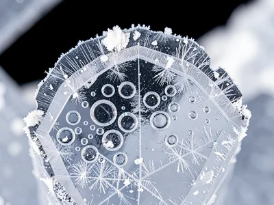 Cross-section of ice core showing trapped air bubble patterns