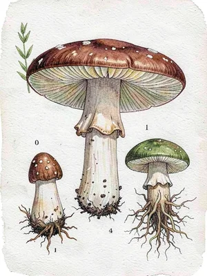 Amanita muscaria botanical illustration