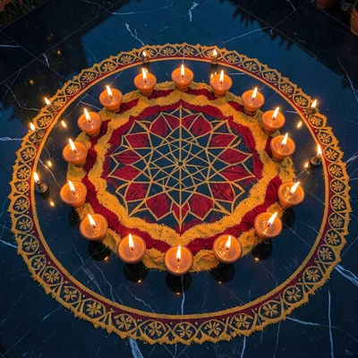 Diya Mandala Concentric Circles