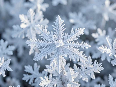 Ice crystal transition from small to large