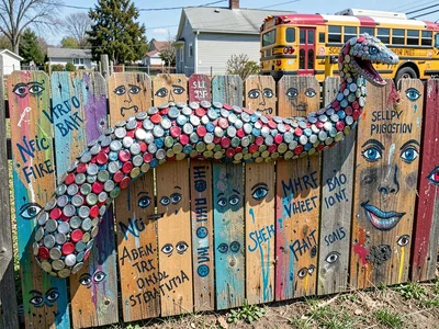 Bottle Cap Fence Snake