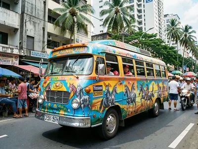 Elaborately painted jeepney with murals