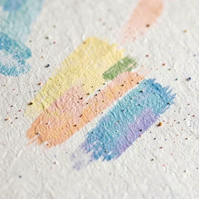 Macro study of a pastel stroke smudged across textured paper with dust grains vi
