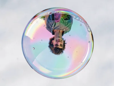 Interior of bubble showing inverted scene
