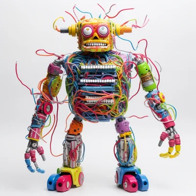 3D plastilina robot with a Frankenstein-like process