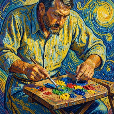 Post-impressionist Provençal intensity, emotional saturated color, A painter mix