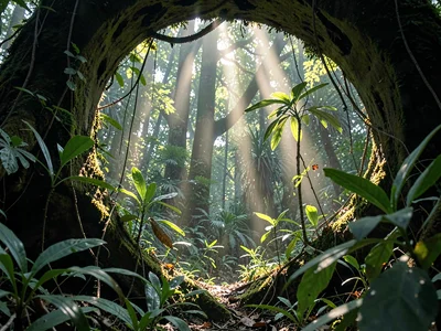 Seedlings racing toward light in former giant's space