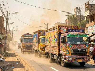 Decorated truck convoy