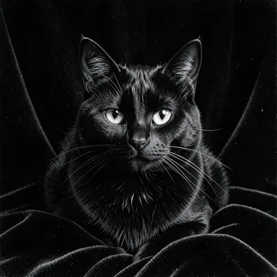 Black cat in darkness