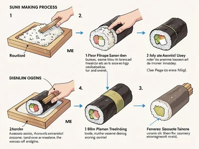 Sushi roll making process diagram