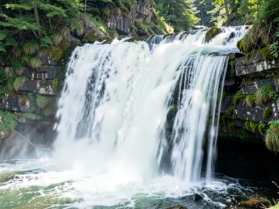 Waterfall plunge as continuous white