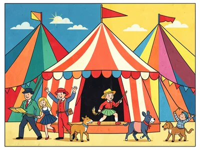 Retro geometric circus