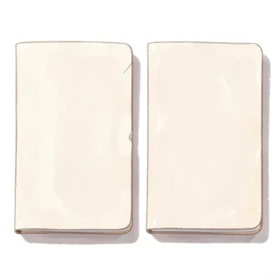 Side-by-side pair of two notebook covers separated by a hairline seam, soft unev