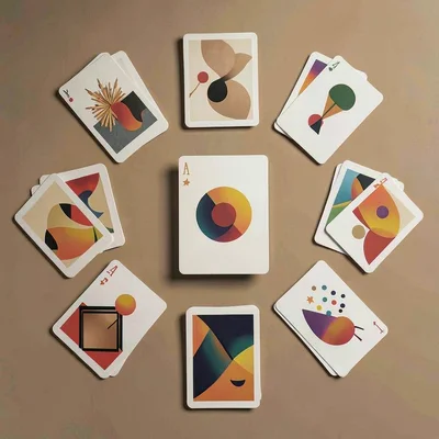 A card-deck spread of twelve fanned cards face-down then face-up, each card show