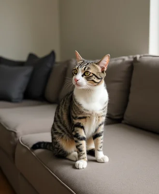 Cat sitting on a couch
