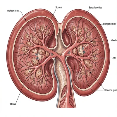 Human kidney cross-section anatomy