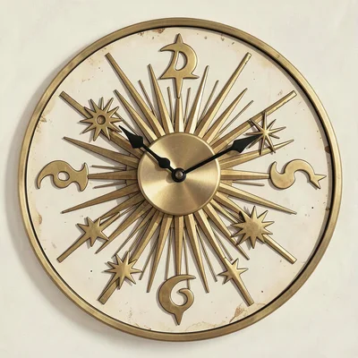 Atomic age sunburst clock