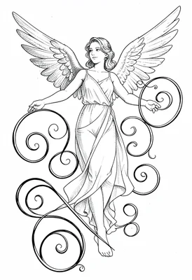 Swirling angel flourished