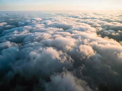 Morning fog surface from above showing texture variations
