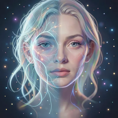 Neural network style illustration, face transitioning through ages , diffusion m