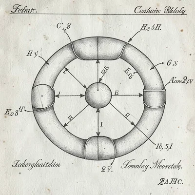 Technical illustration of a feedback loop diagram drawn as an Edwardian patent d