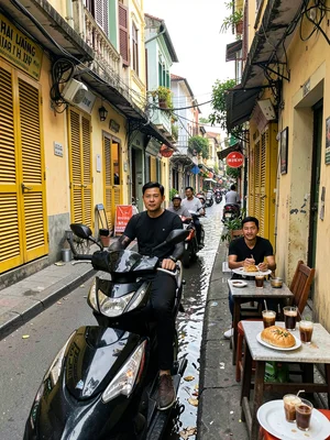 Vietnamese drip coffee in narrow alley