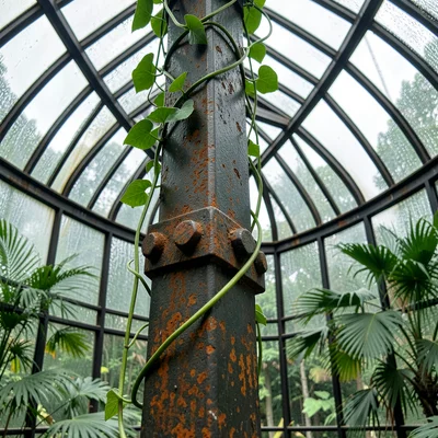 Vine Tendril Around Iron Rivet