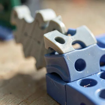 Vertical of a twisty puzzle mid-twist showing layer separation under sidelight