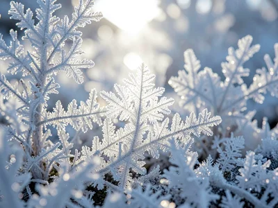 Light through hoarfrost creating glow