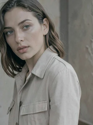 Neutral outfit details close-up