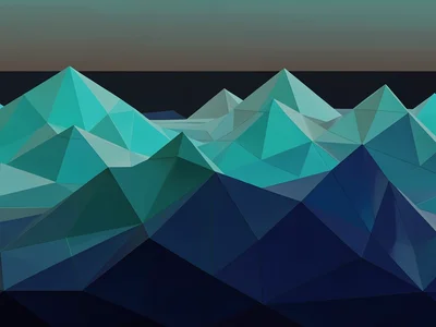 A low-poly ocean scene with wave crests as sharp triangular ridges and a gradien