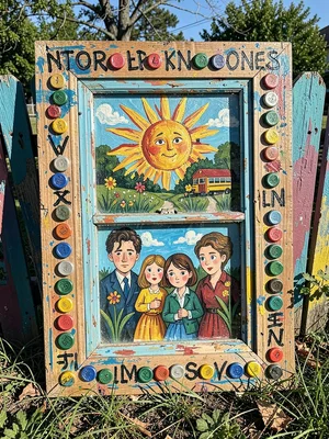 Painted Window Frame Panel
