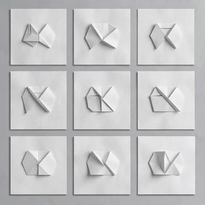 Tidy 4x3 exhibitor grid of twelve abstract booth tiles, each carrying a differen