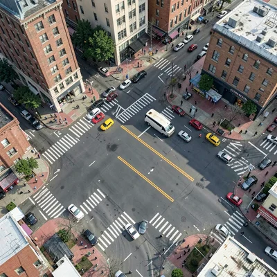 City intersection overhead