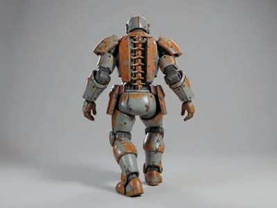 Mid-stride away from camera, the assault-pilot's slab back plate reveals a massi