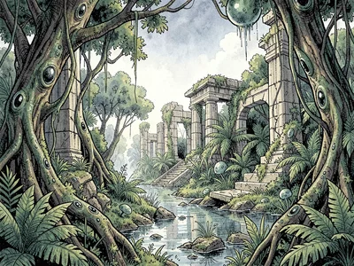 Alien jungle ruins