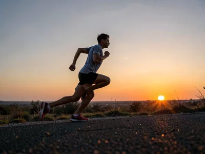 Runner against horizon