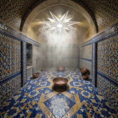 Zellige Floor Star-Hexagon Mosaic Overhead