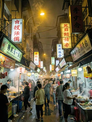 Night market alley neon