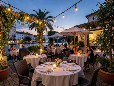 Restaurant terrace dusk