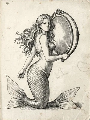Scrimshaw mermaid