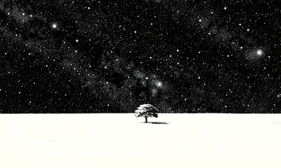 fine art print of a lone tree on a salt flat