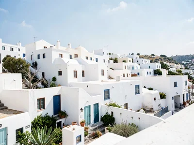 White village squinting bright