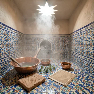 Hammam Essentials Flat Lay on Zellige