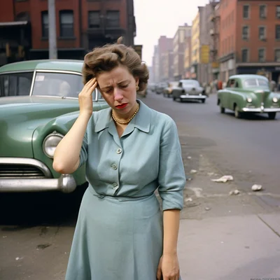 Vivian Maier color photo of a sad scene. color street