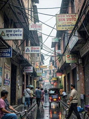 Old Dhaka alley with signs