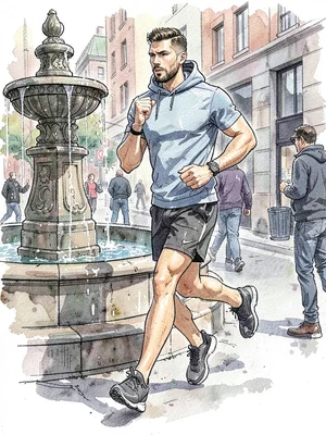 Runner fountain athletic wear