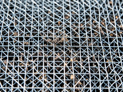 Wire mesh with partial blockage, dust and debris caught in some openings, clean 