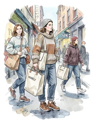 Market shopper layered knits