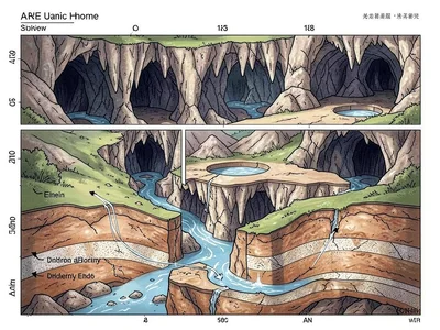 Karst landscape geological section